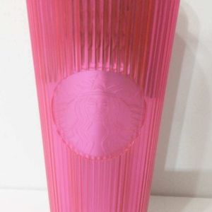 Starbucks Iridescent Magenta Bling Cold Cup With Neon Green Straw 24 Ounce 2023
